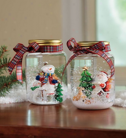 Mason Jar Santa Orr Snowman Snow Globebuy 2 Or More At $14.95 Each