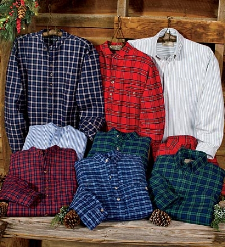 Men's Full Button Irish Brushed-cotton Flannel Shirt