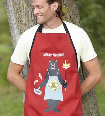 Men's "bearly Cooking" Cotton Twill Apron