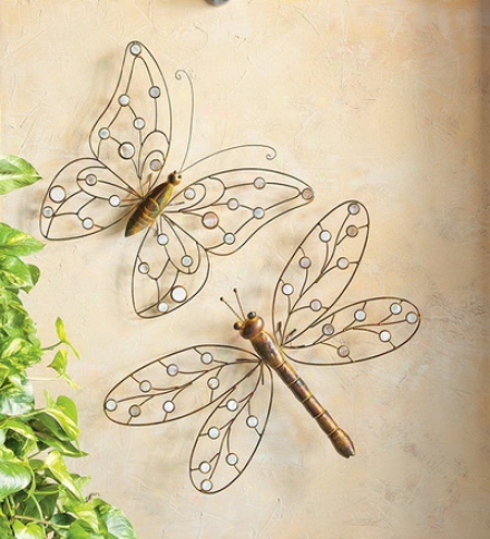 Metal And Capiz Shell Dragonfly Wall Art