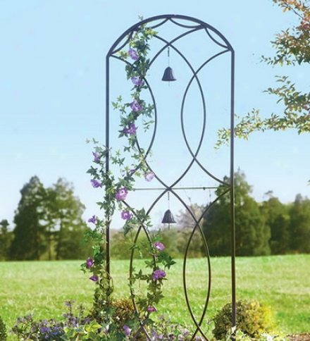 Metal Garden Trellis With Two Bells