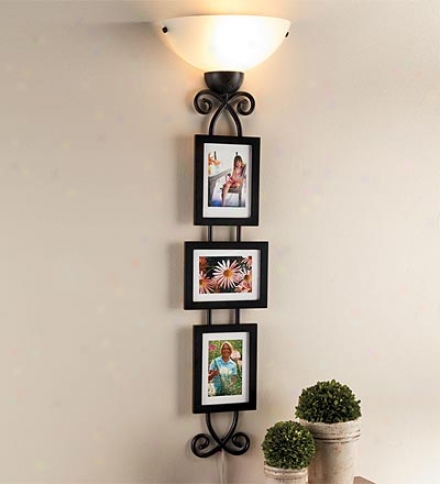 Metal Picture Wall Sconce With Three Magnetic Frames