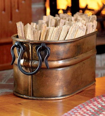 Mini Handcrafted Copper-plated Steel Oval Tub With 5 Lbs. Of_Fatwood