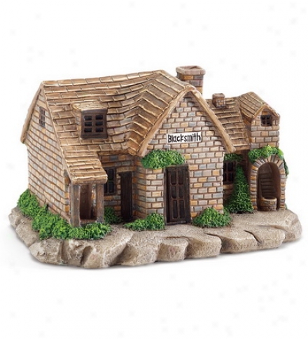 Miniature Polyresin Fairy Village Blwcksmith Shop Sculpture