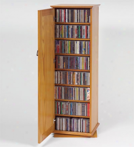 Mission-style Spinning Media Stand With Door