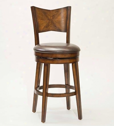 Oak-finish Hardwood Jenkins Swivel Bar Stool With Viny Seat