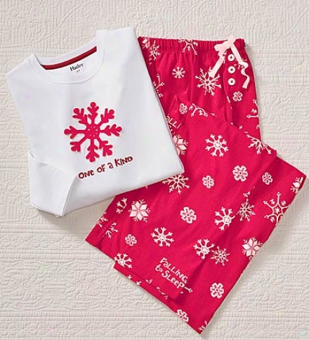 One Of A Kind Snowflake Cotton Pajamas With Adjustable Drawstring Waist