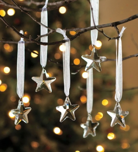 Optic Glass Star Ornaments, Set Of 6