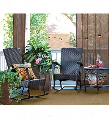 Outdoor Or Indoor Wicker Rocking Chair With Steel Frame