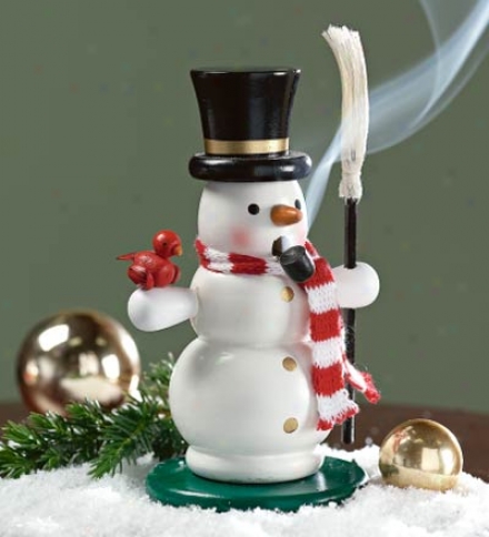 Painted Smoking Snowman Enrage Burner With Realistic Scarf And B5oom