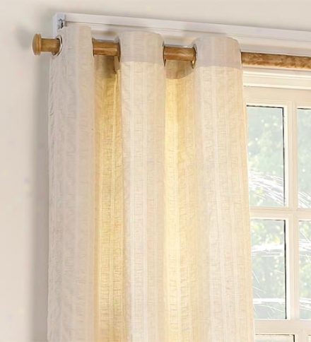 Pair Of 84"l X 87"w Grommet-top Cotton Seersucker Curtain Pair