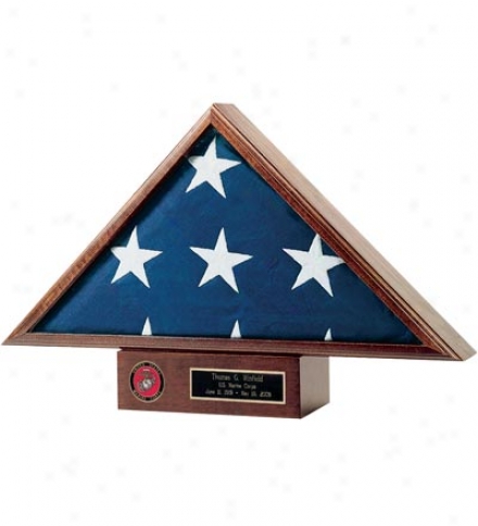 Personalized Flag Exhibit Case And Pedestal Set ??? Plain (no Medallion)