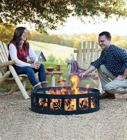 Portable Steel Fire Ring With Leaf Designs