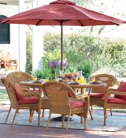 Prospect Hill Weather-resistant Outdoor Resin Wicker Oval Dining Table And Six Chairs With Powder-coated Aluminum Framessave $479 On The Set!