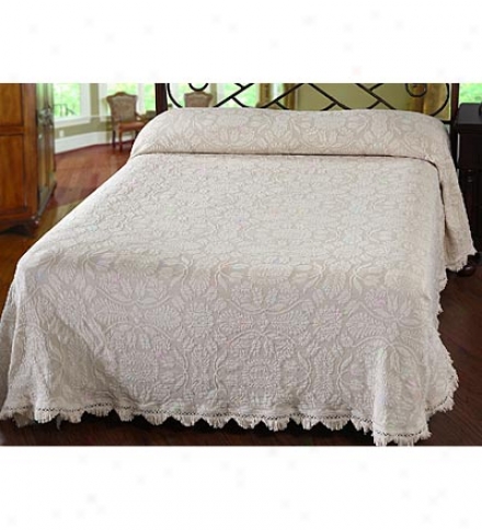 Queen Usa-made Colonial Rose 100% Cotton Matelasse Textured Bedspread