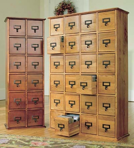 Retro-style Wooden 12-drawer Multimrdia Library File Cabinet