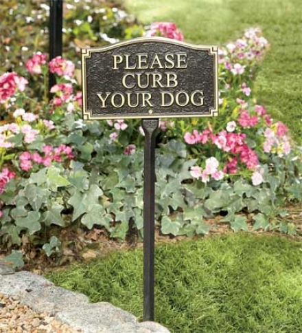 Rust-free Recycled Aluminum 'curb Your Dog' Lawn Marker With Stake