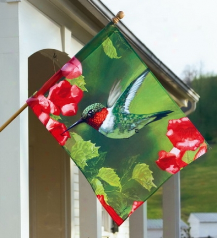 Screen Printed Fade And Weather-resistant Hummingbirrd House Flag