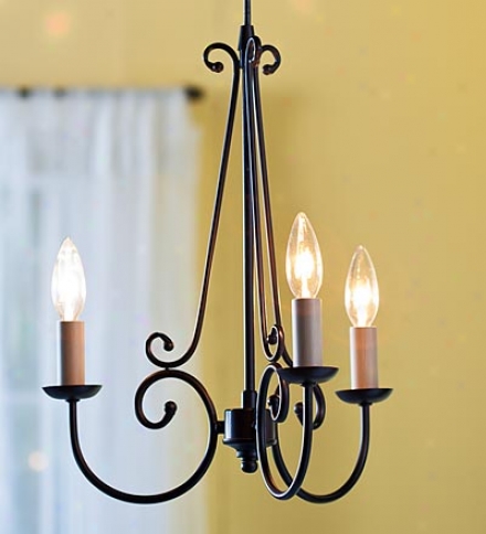 Screw-in Brohze Three-light Chandelier Pendant