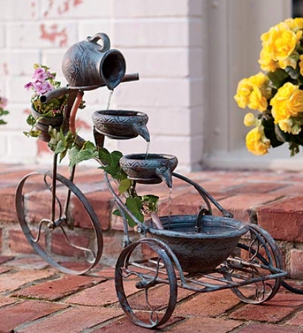 Self-contained Iron And Cerqmic Tricycle Fountain