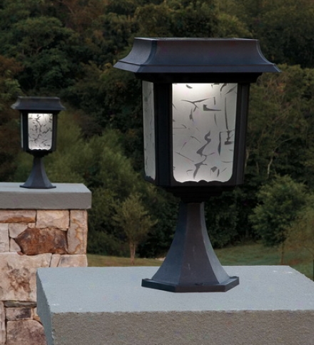 Set Of 2 Large Aluminum Solar Post Lights