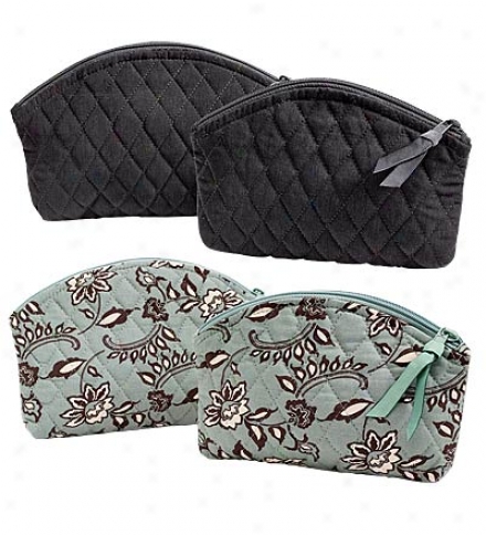 Set Of 2 Machine-washable Quilted Cosmettic Bag