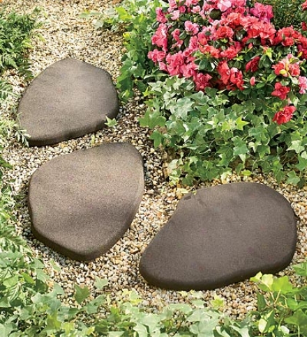 Set Of 3 Recycled Rubber Stepping Stones