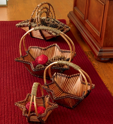 Set Of 3 Star And Rectangle Willow Nesting Baskets