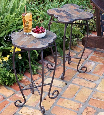 Slate Butterfly And Ladybug Exterior Accent Tables With Iron Basebiy 2 Or More At $27.95 Each