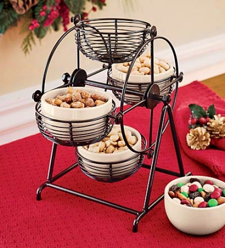 Snack Carousel With Ceramic Bowls