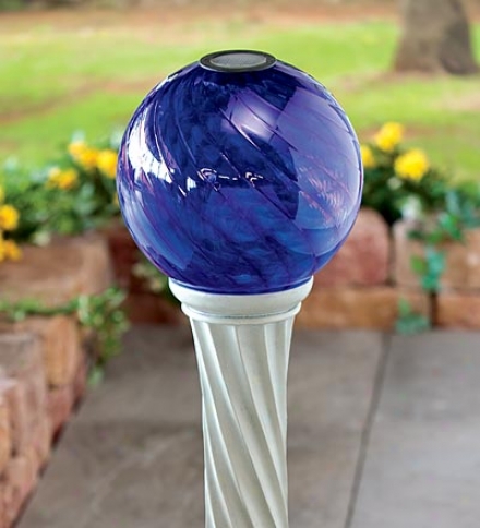 Solar Blue Glass Garden Gazing Ball