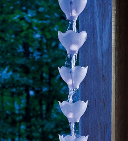 Solar Rain Chain With Floral Cups