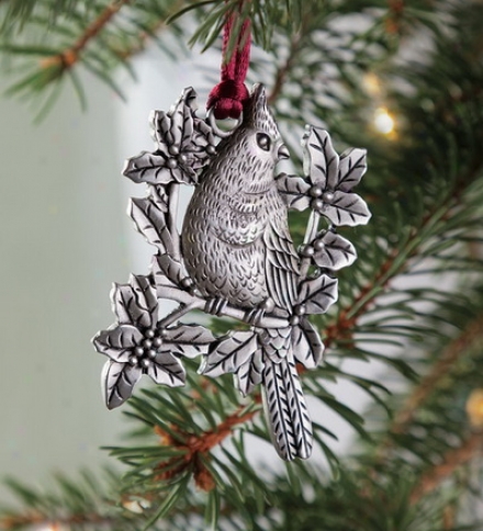 Solid Pewter Cardinal Ornament