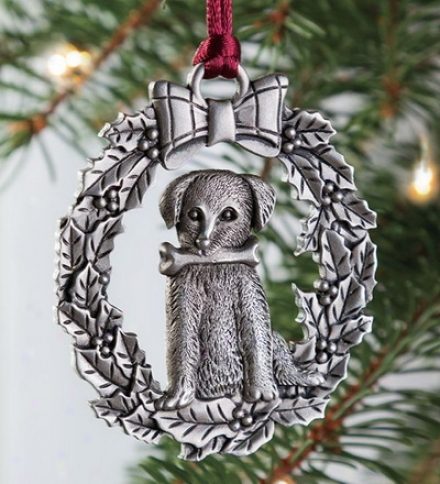 Solid Pewter Dog Ornament