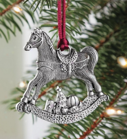 Solid Pewter Rocking Horse Ornament