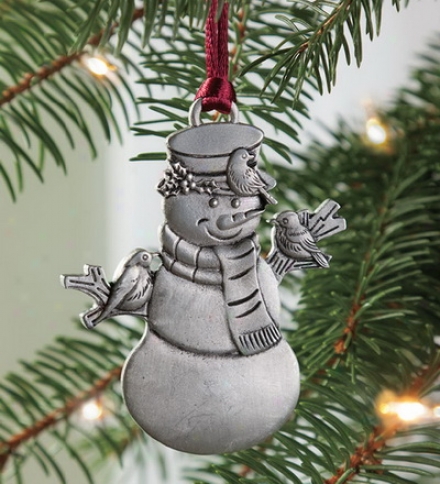 Solid Pewter Snowman Ornament