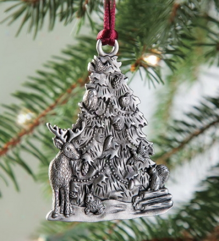 Solid Pewter Woodland Tree Ornament