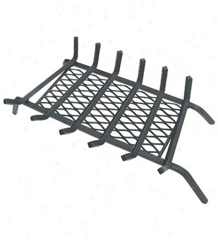 Solid Steel Fireplace Grate With Steel Mesh Ember Container