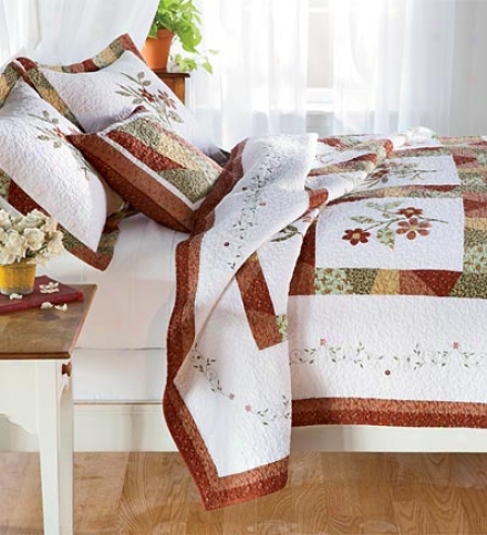 Sophia Hand-guided Floral Quilted Pillow