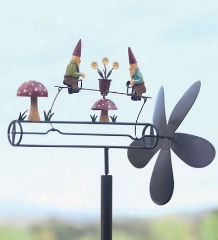 Spinning Gnome Garden Whirligig On Risk