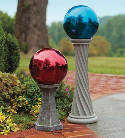 Stainless Case-harden Gazing Ball With Column Stand