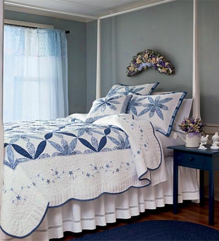 Standard White And Cornflower Blue Patchwork Sham