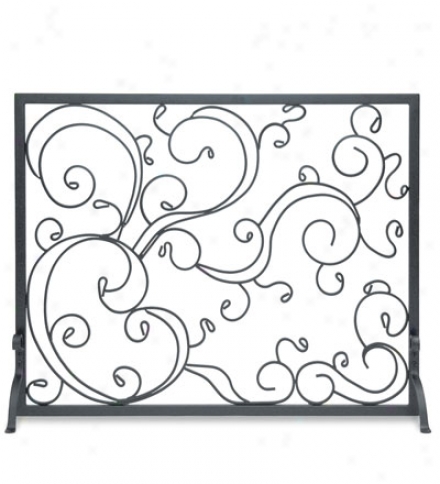 Steel Single Panel Forged Scroll Summer Fireplace Screen