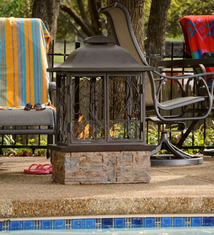 Taos Indoor/outdoor Fireplace With Decorative Scrollwork