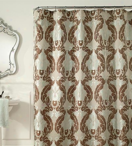 Teal & Cocoa Jacquard Luxury Shower Curtain