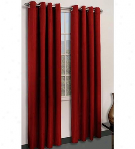 Tempo Scarlet Polyester Swirl Pattern Grommet Top Curtain Pair