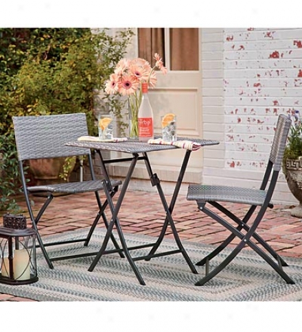 Three-piece Folding Resin Wicker Bistro Concrete