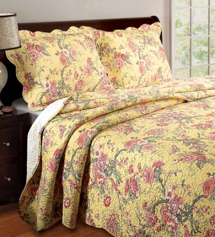 Twin Golden Butterfly 100% Cotton Quilt Set