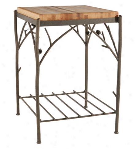 Usa-made Hand-forged Iron Pine Butcher Block Stand