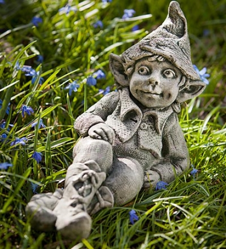 Usa-made Handcrafted Cast-stone Resting Pixie Colin
